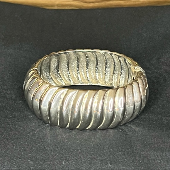 Chunky Silver Tone Clamper Bracelet - Picture 10 of 10